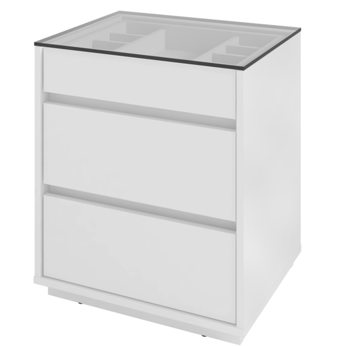 Mesa De Cabeceira 3 Gavetas 010023 Branco Dcasa