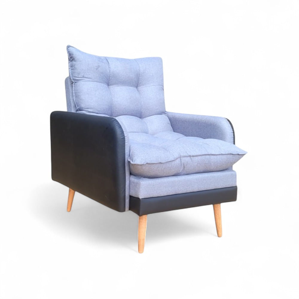 Poltrona Inglaterra Reclinável Corino Preto Com Linho Grafite Conlflex