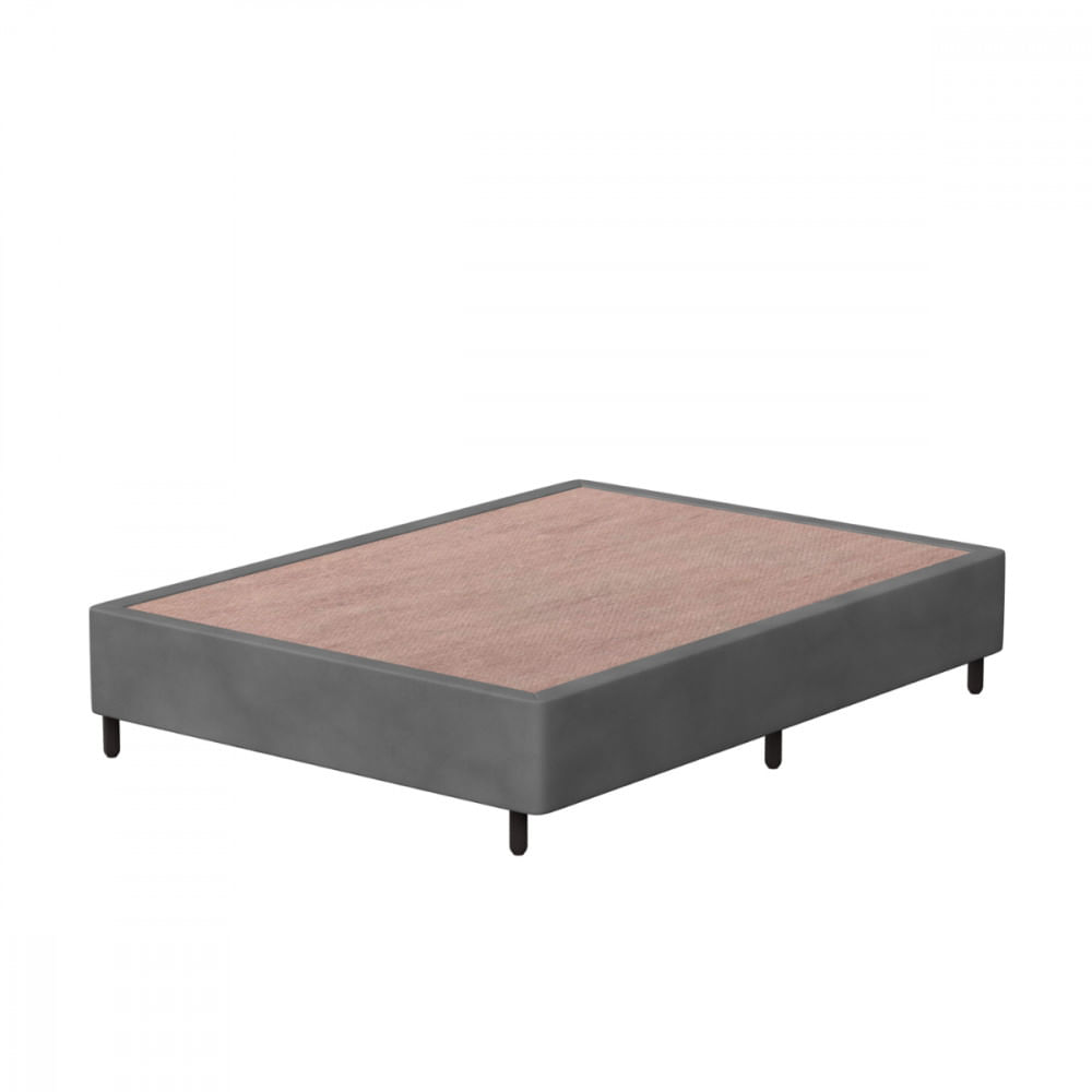 Base Cama Box Casal 138x188x26 Sued Cinza Probel