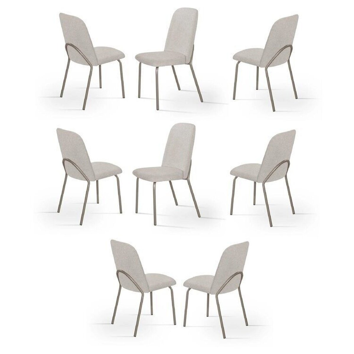 Kit 8 Cadeiras De Jantar Aço E Boucle California Bege