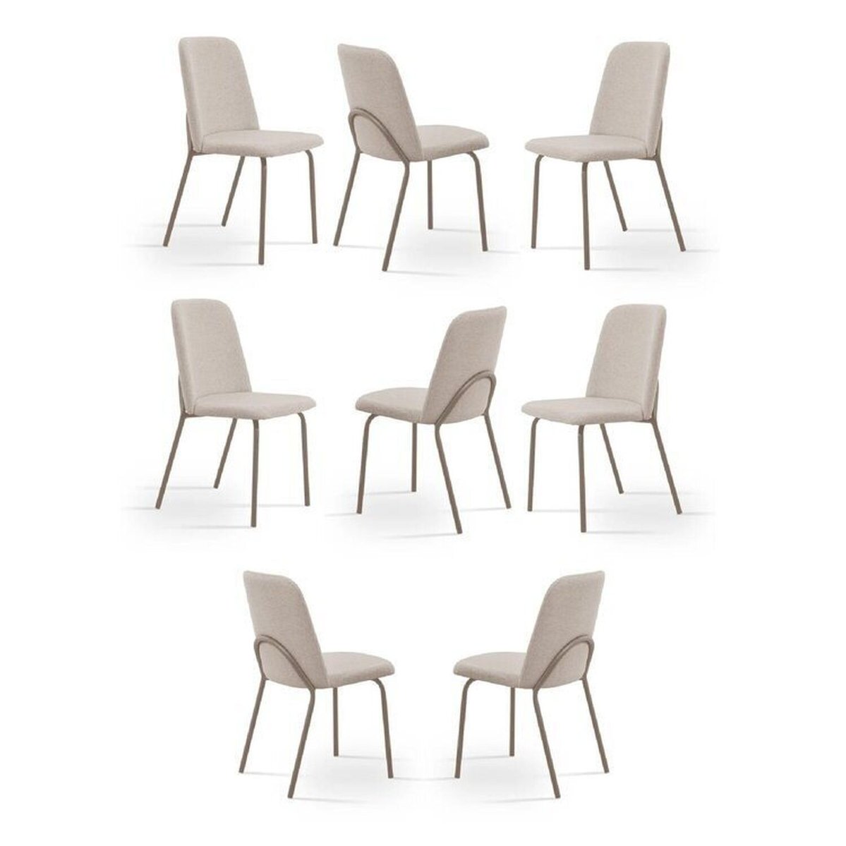 Kit 8 Cadeiras De Jantar Aço E Linho California Champagne
