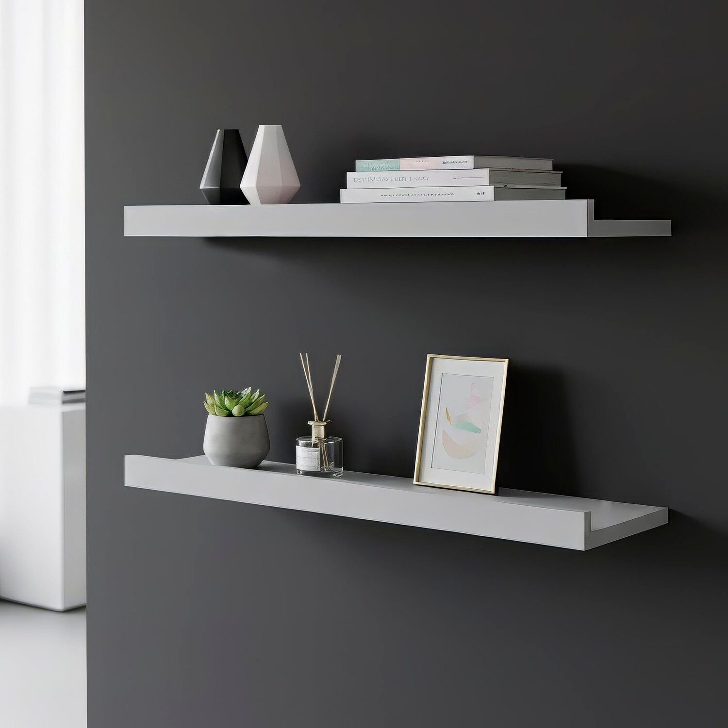 Kit 2 Prateleiras Para Quarto Com Aba Branco