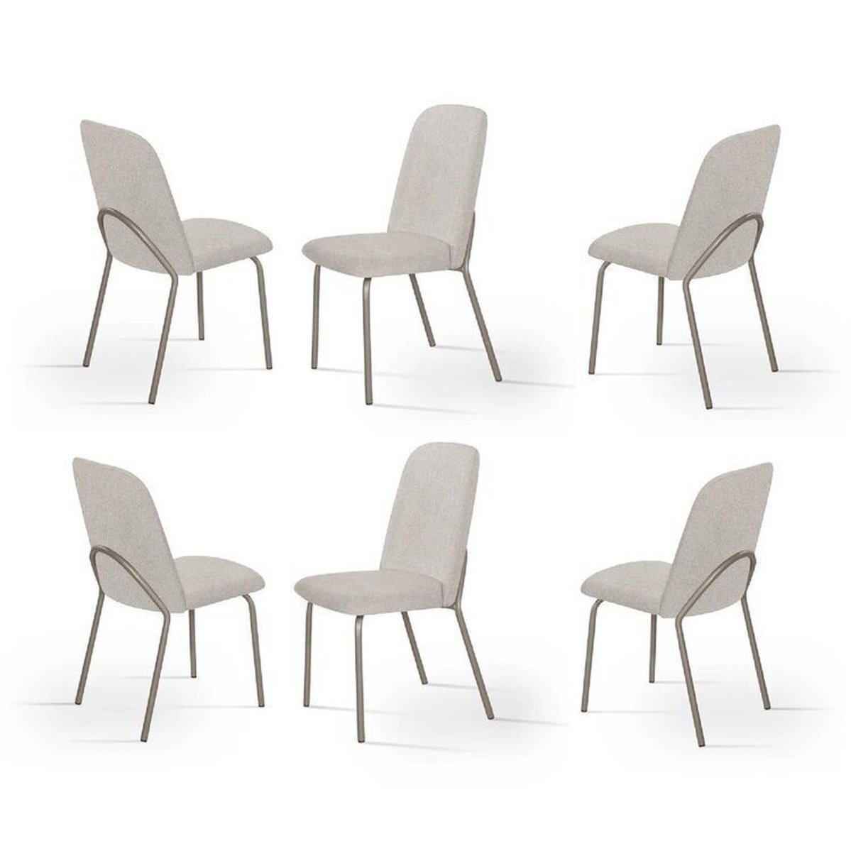 Kit 6 Cadeiras De Jantar Aço E Boucle California Bege
