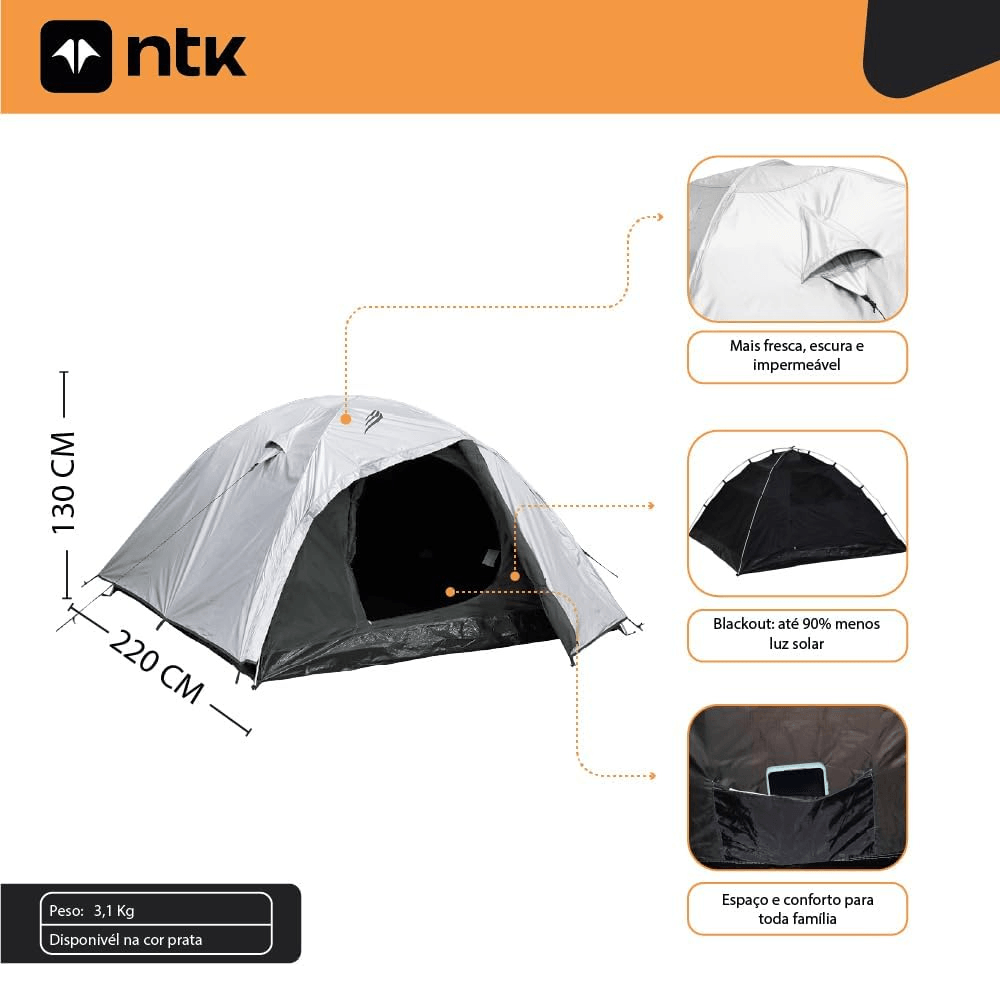 Barraca De Camping Blackout 6 Pessoas Impermeável Iglu Onix Ntk