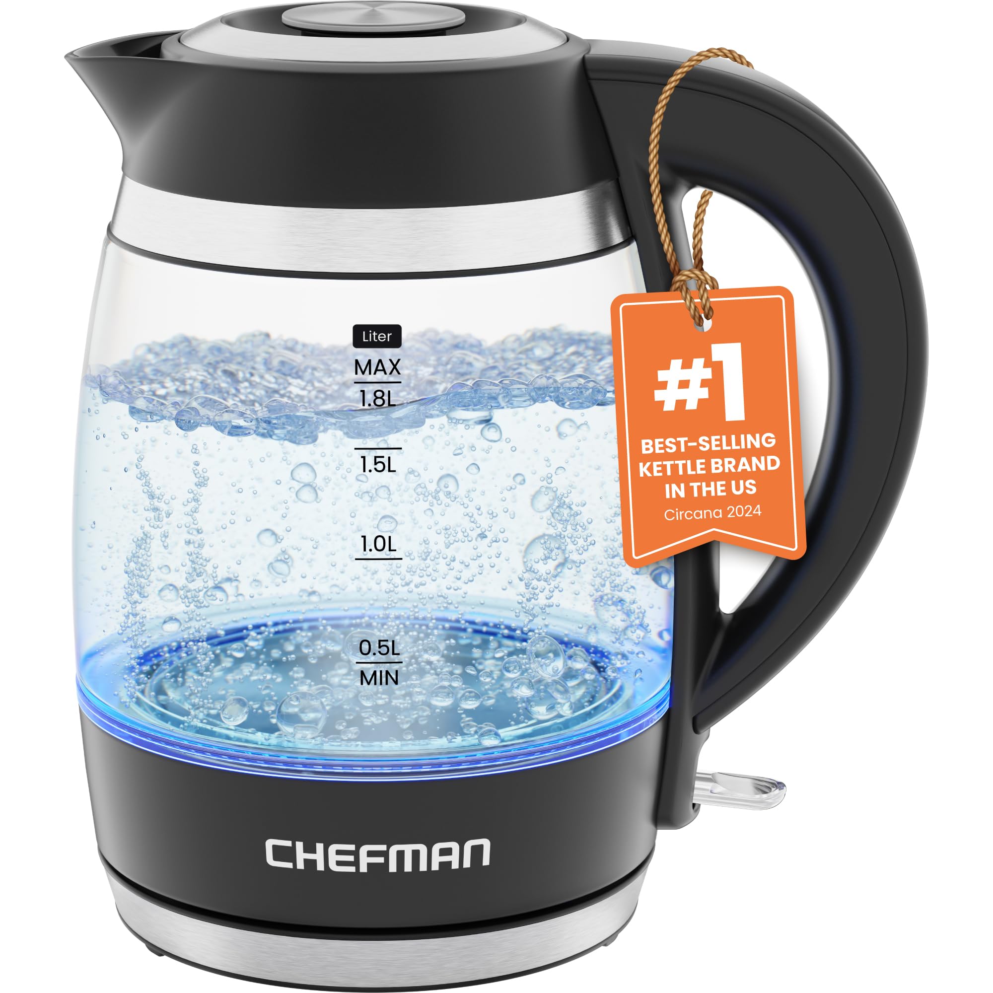 Chaleira Elétrica Chefman 1.8l 1500w Caldeira De Água Quente Sem Bpa