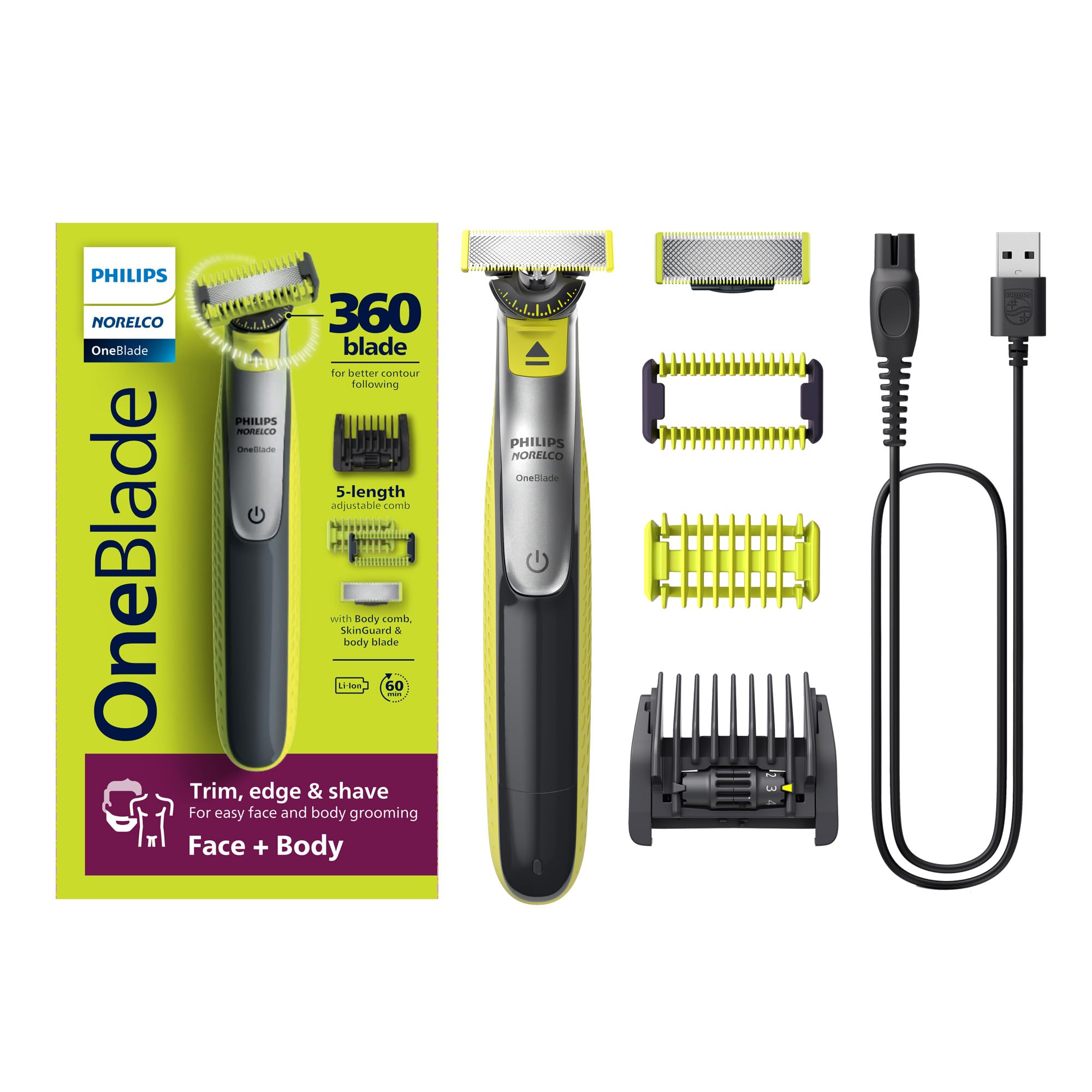 Barbeador Elétrico E Aparador De Barba Philips Norelco Oneblade 360