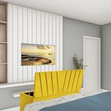 Calçadeira Baú Recamier Estofada Cama King 190cm Bélgica Corino Amarelo- Mabe Magazine