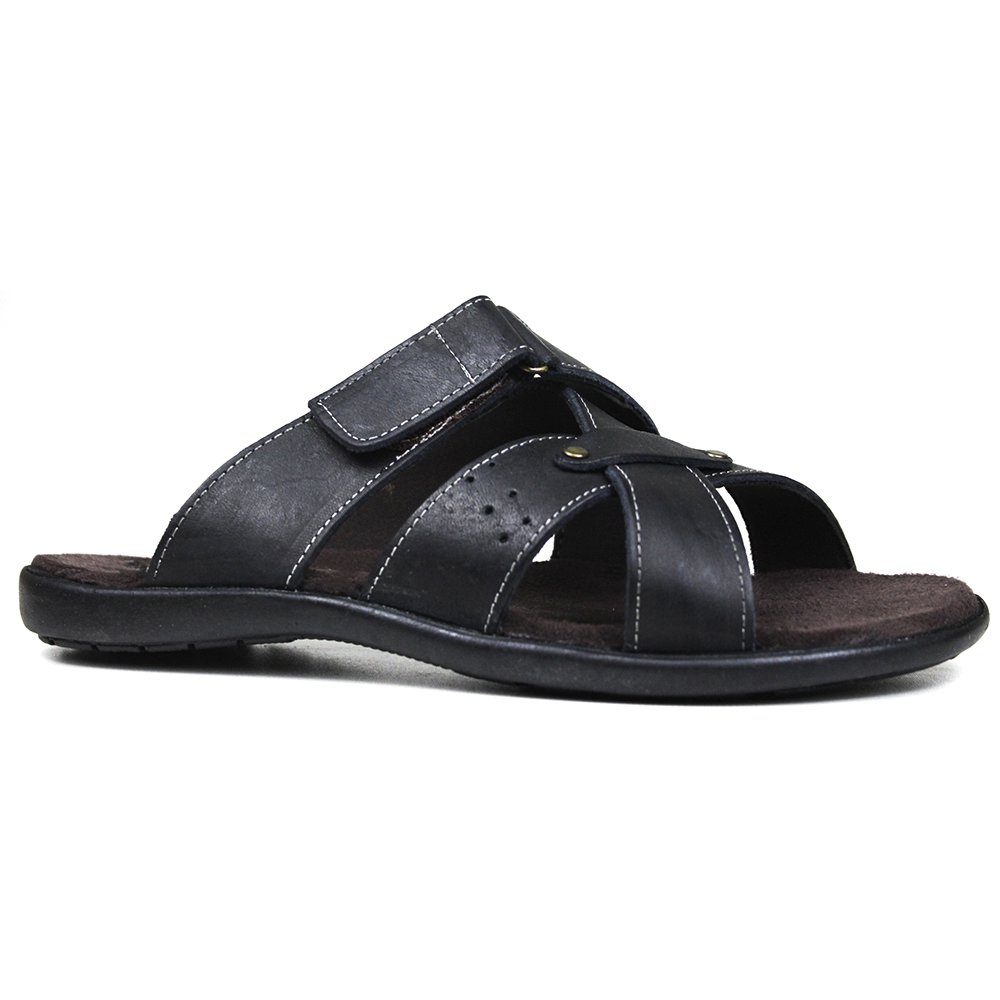 Chinelo Masculino De Couro Preto - 10c5001ltpto