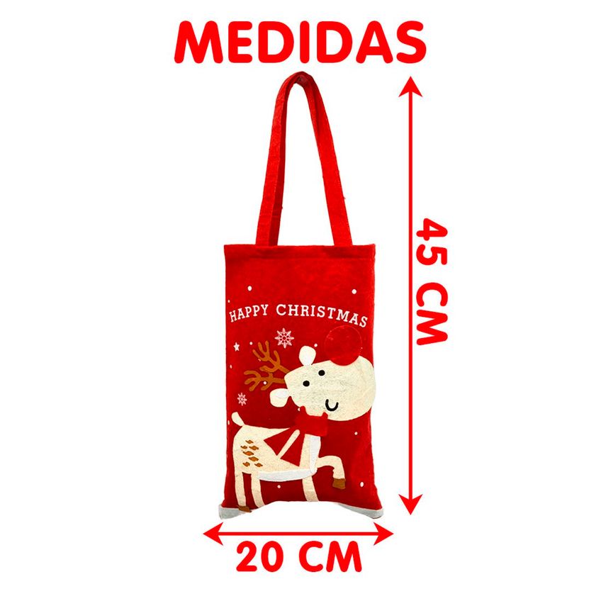 Bolsa Sacola De Presentes Enfeite Árvore De Natal Rena Alce - imagem 3