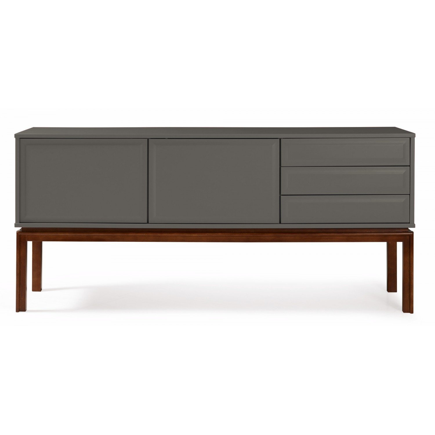 Buffet 2 Portas 3 Gavetas Quartzo Maxima Cacau/Cinza