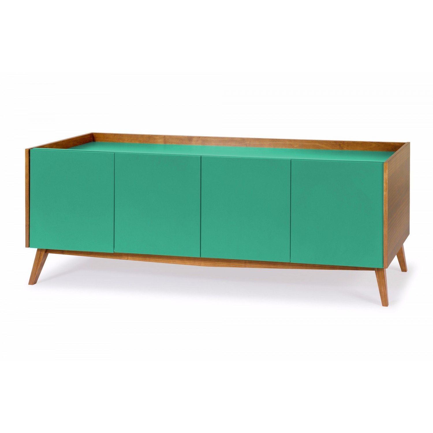 Buffet 4 Portas Retrô Novita Maxima Nogal/Branco/Verde Anis