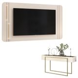 Painel Para Tv Suspenso Ariana E Aparador Para Sala Suri Off White Dj Móveis