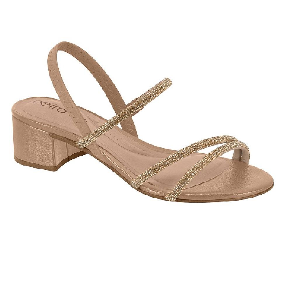 Sandalia Beira Rio Salto Bloco Ref 8345.647.31190 Bege/dourado 36