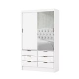 Guarda Roupa Sevilha Plus 2 Portas De Correr Com Espelho Carioca Moveis Branco