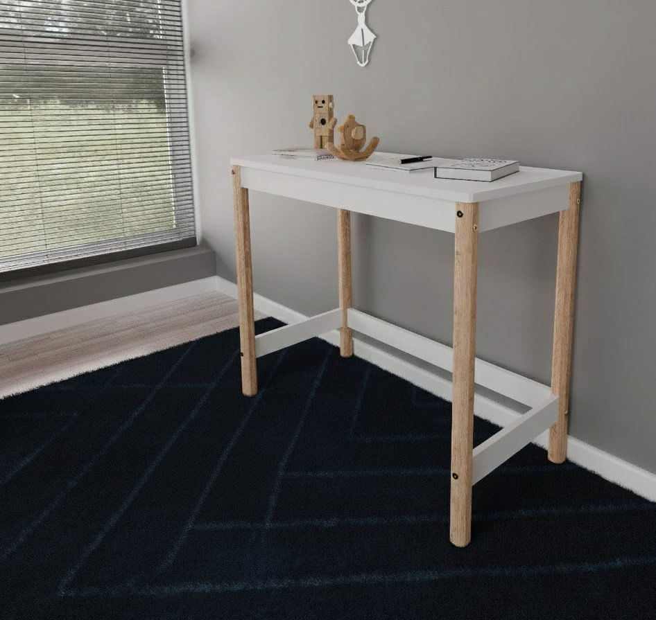 Escrivaninha Infantil Para Quarto Arredus Em Madeira Maçica / Mdf Branco/natural