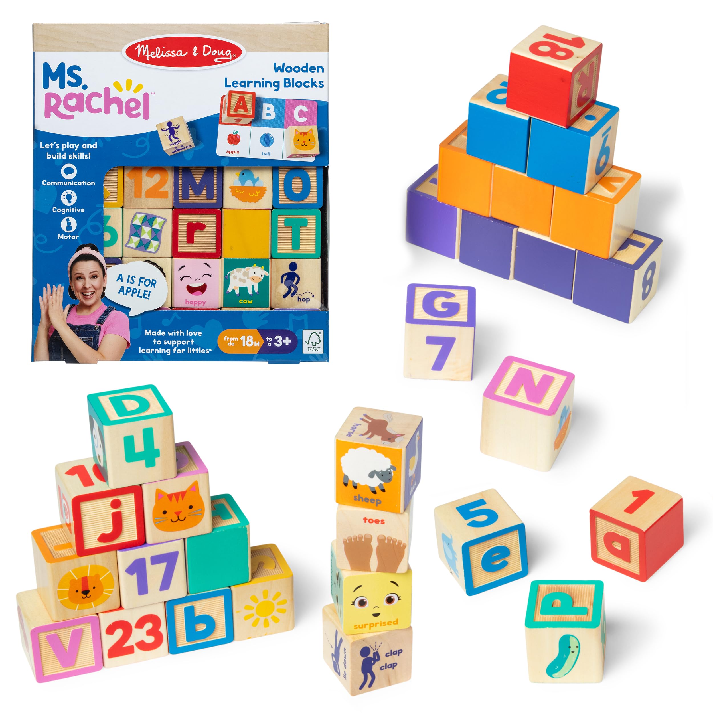 Blocos De Aprendizagem De Madeira Melissa &amp; Doug Letter Number 18m+