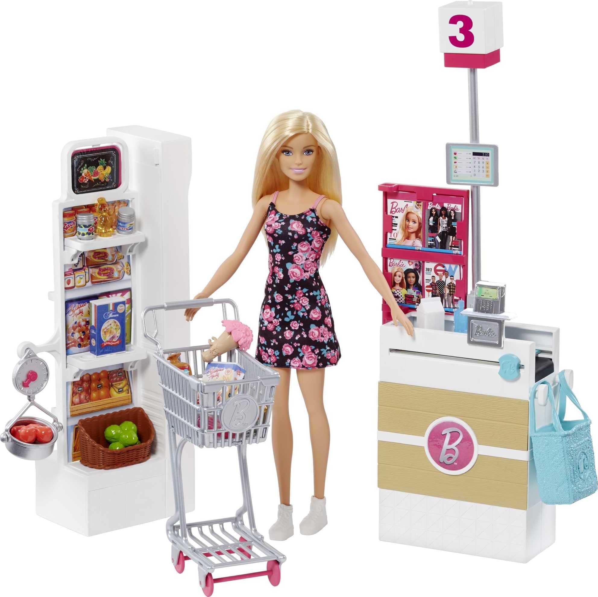 Playset Barbie Supermarket Com 25 Acessórios E Boneca Barbie
