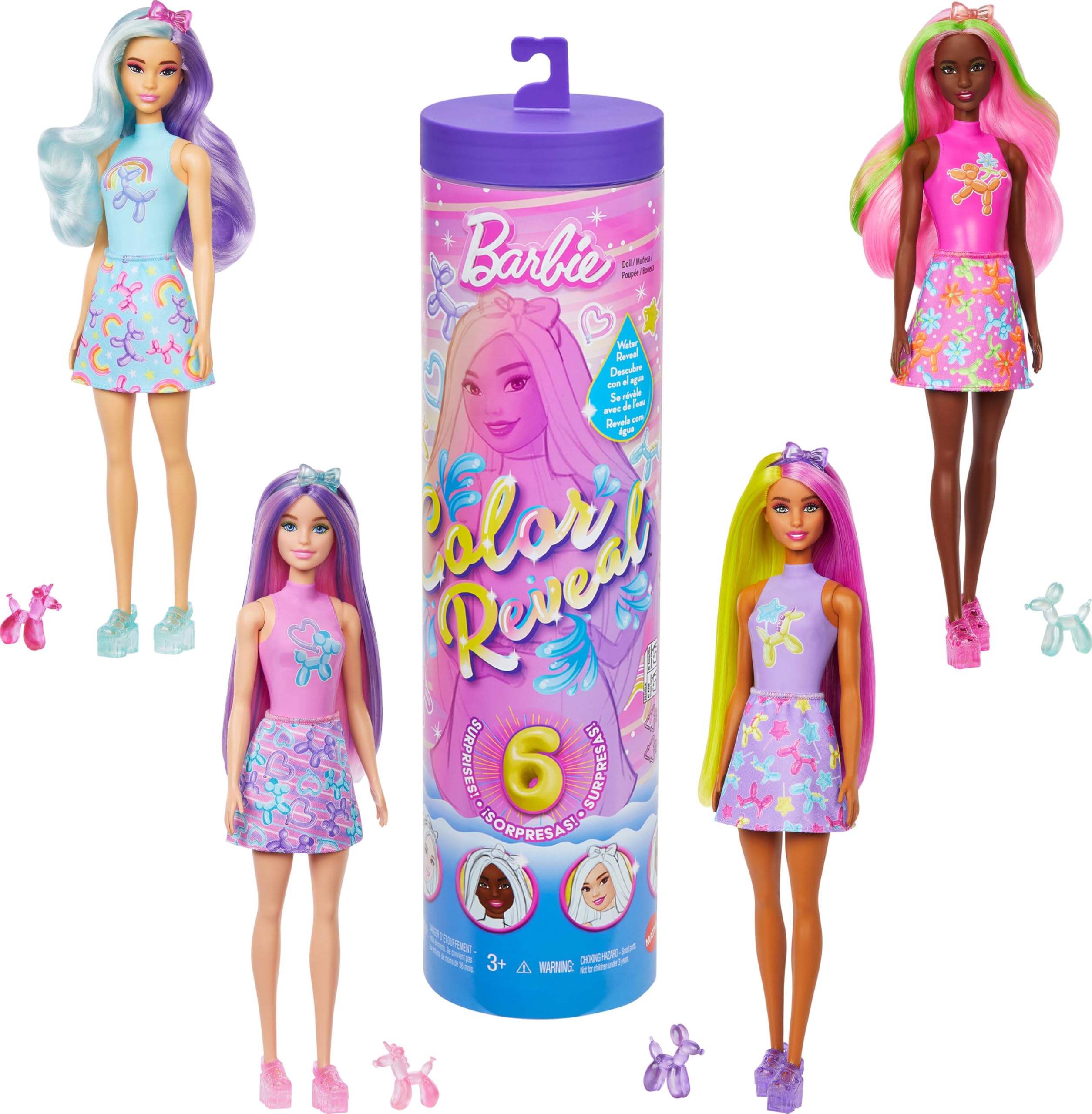 Boneca Barbie Color Reveal Balon Animals Com 6 Surpresas
