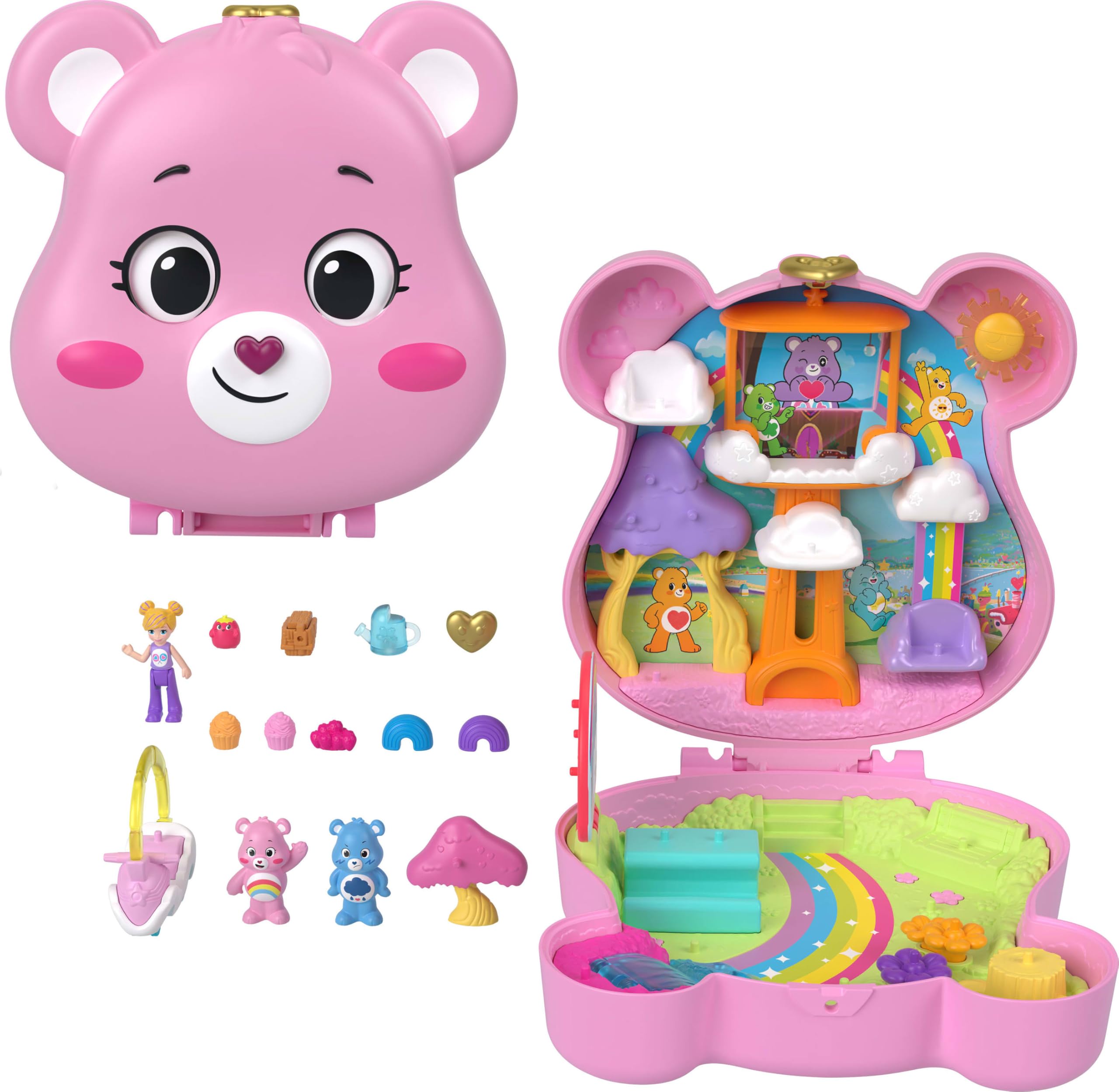 Bonecas E Conjunto De Brinquedos Polly Pocket X Care Bears Com Carrinho De Brinquedo