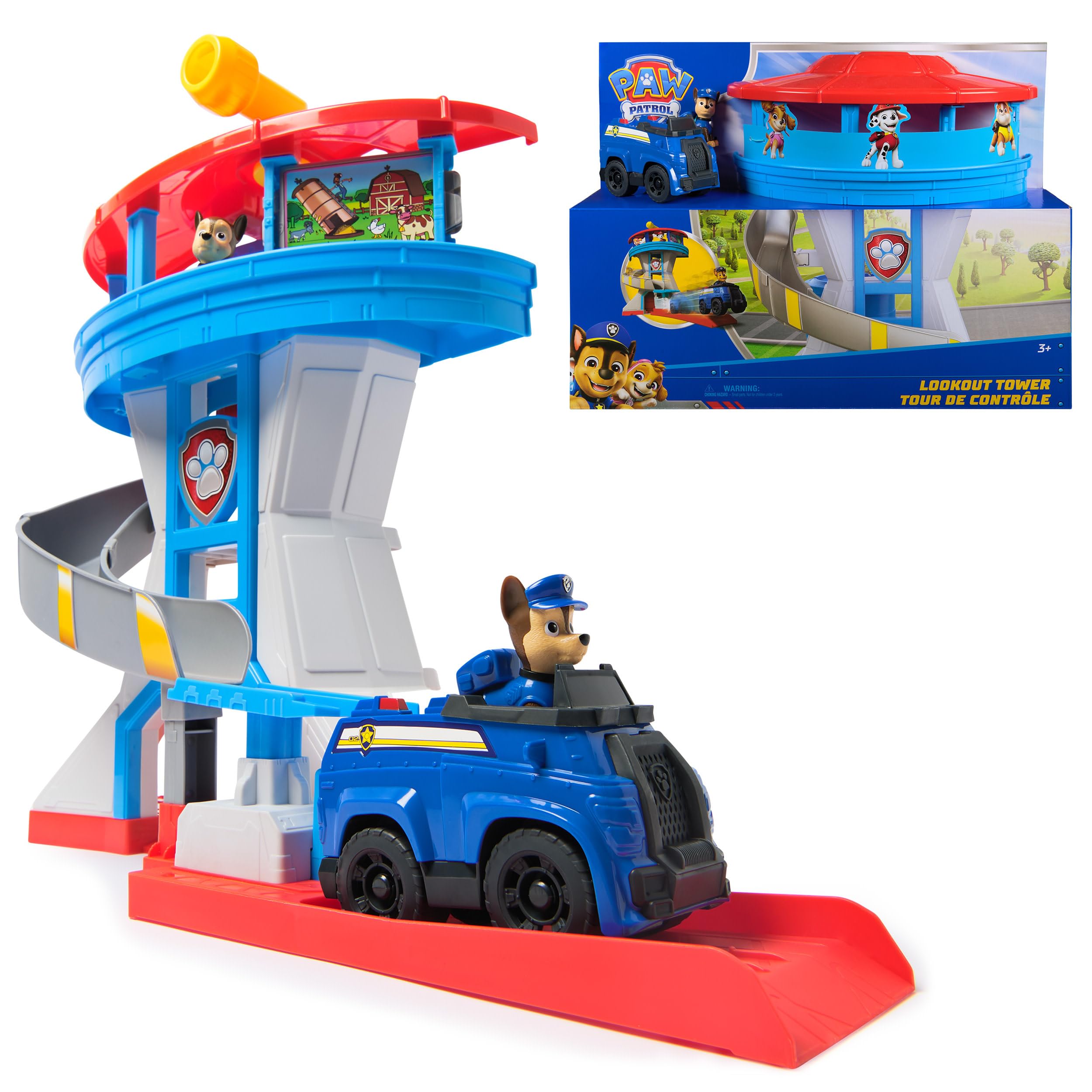 Toy Watchtower Paw Patrol Com Boneco Chase De 50 Cm Com Lançador