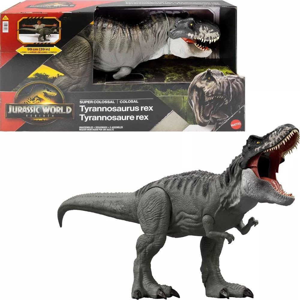 Boneco De Ação Mattel Jurassic World Rebirth T-rex 99cm