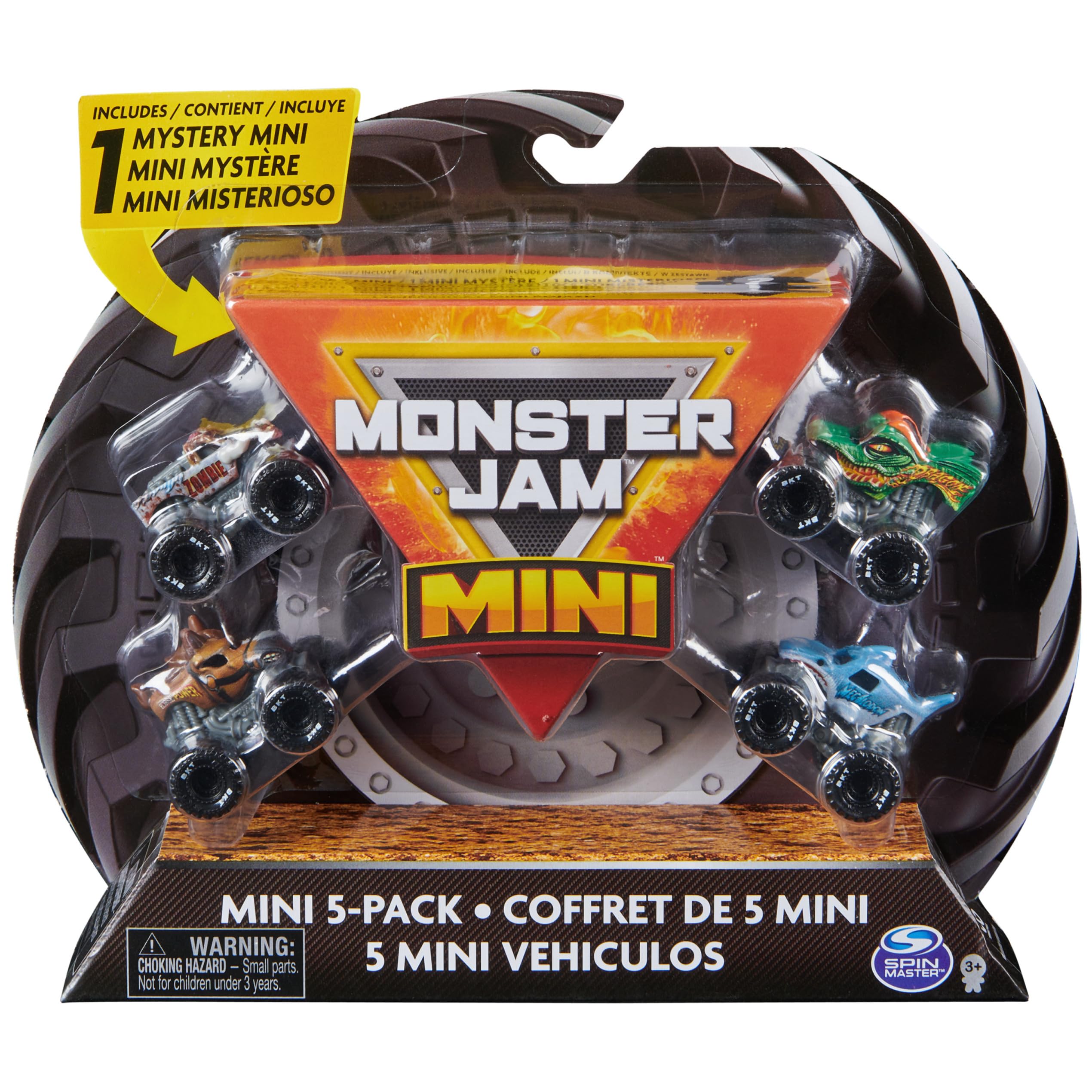Pacote Com 5 Toy Monster Jam Mini Com Mystery Truck, Escala 1:87