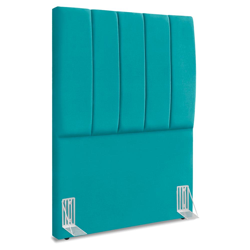 Cabeceira Solteiro 100 Cm Com Frame Dalia Suede Azul Turquesa Artte