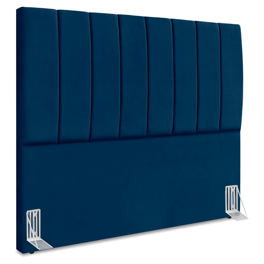 Cabeceira Queen 160 Cm Com Frame Dalia Suede Azul Marinho Artte