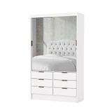 Guarda Roupa Sevilha Premium 2 Portas De Correr Com Espelho Carioca Moveis Branco