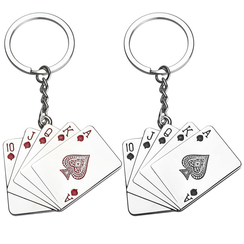 Cartões De Baralho Keychain Creative Poker Royal Flush Metal