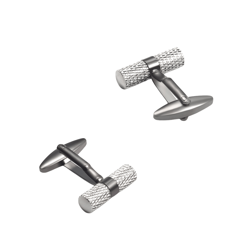 Cilindro Genérico Prateado Cuff Links Para Homens