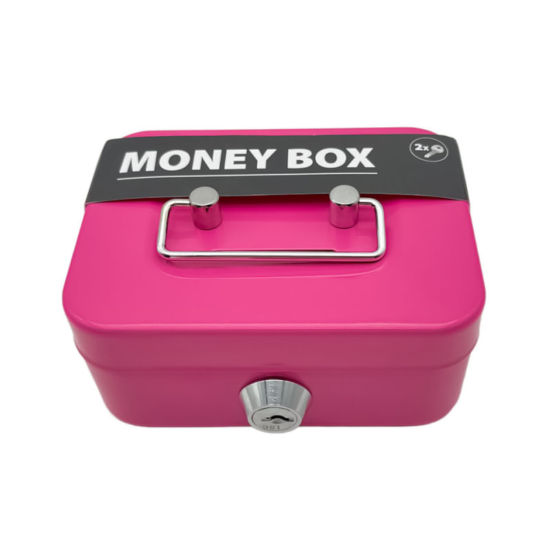 Caixa De Dinheiro Creative Pink Portable Metal Para Armazenamento De Moedas Com Chave