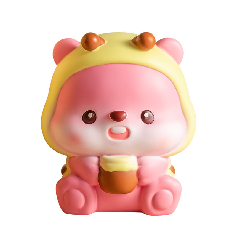 Pvc Durável Money Bank Cute Pink Fox Para Crianças 15x14x21cm