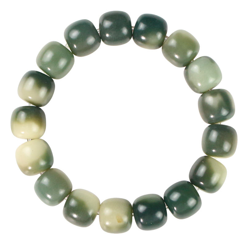 Pulseira Verde Natural Bodhi Root 11x12mm, Miçangas, Unissex