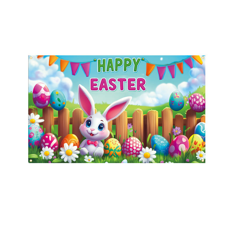 Tapeçaria Pendurada Na Parede Com Ovos Coloridos De Coelhinho Da Páscoa 180x110cm