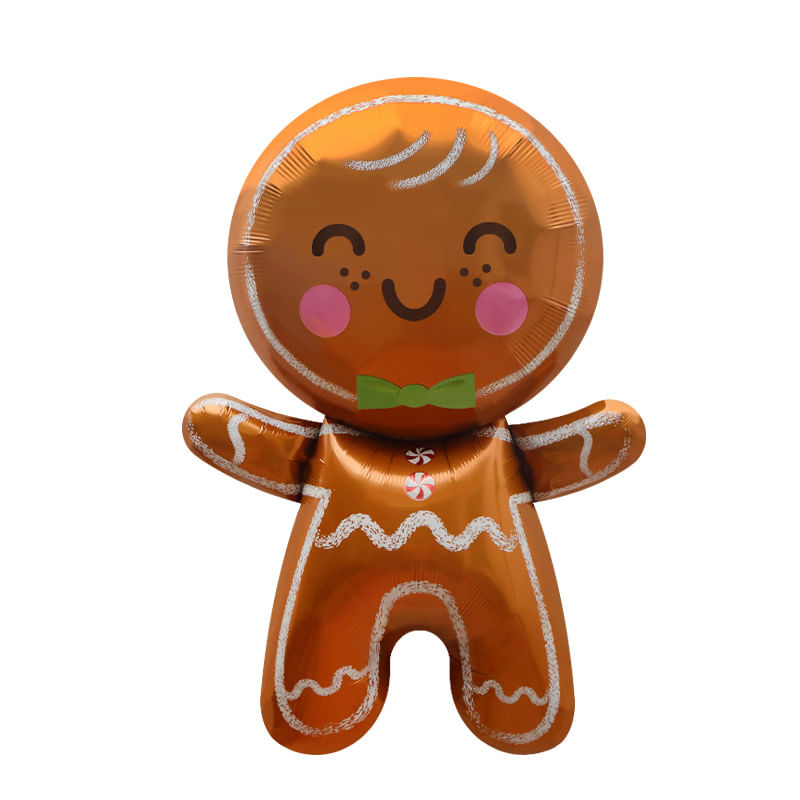 Biscoito De Natal Metalizado Balloon Gingerbread Man 64x44cm