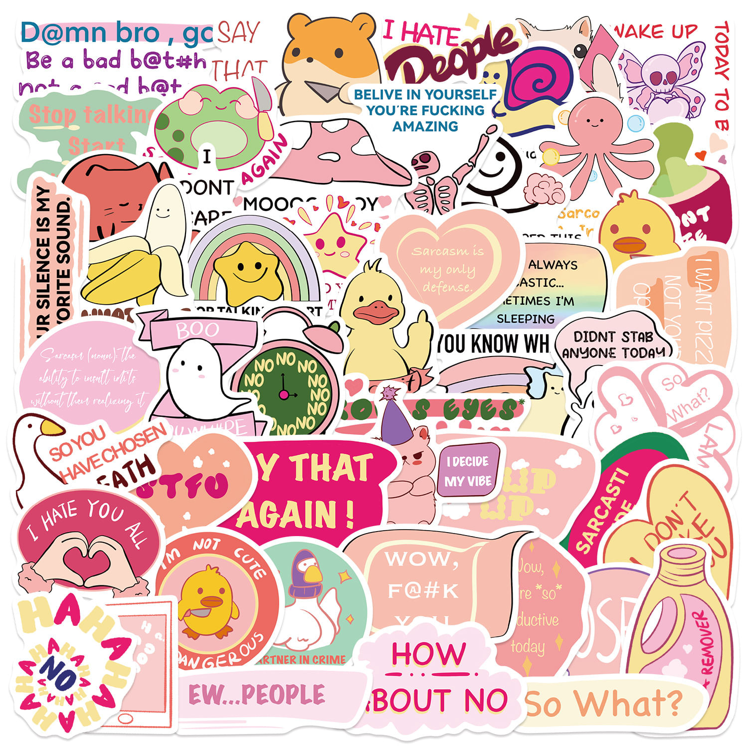 Pacote De Adesivos Sarcastic Prank Meme Vinyl, 50 Unidades À Prova D'água