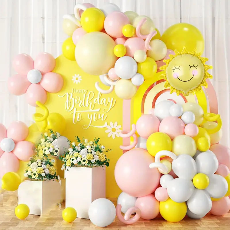 Kit De Guirlanda De Balão Daisy Smile Sun 123 Unidades Para Festa