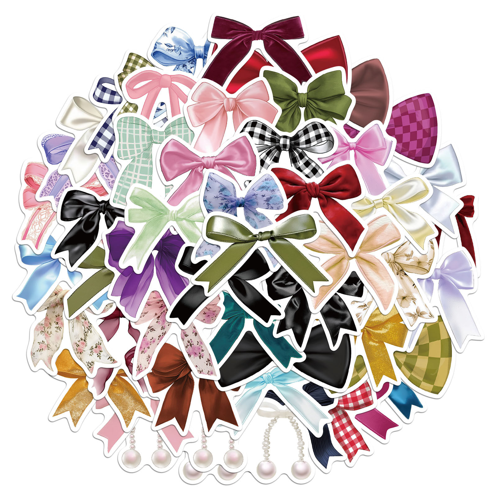 Pacote De Adesivos Korean Ins Aesthetic Ribbon Decals X50