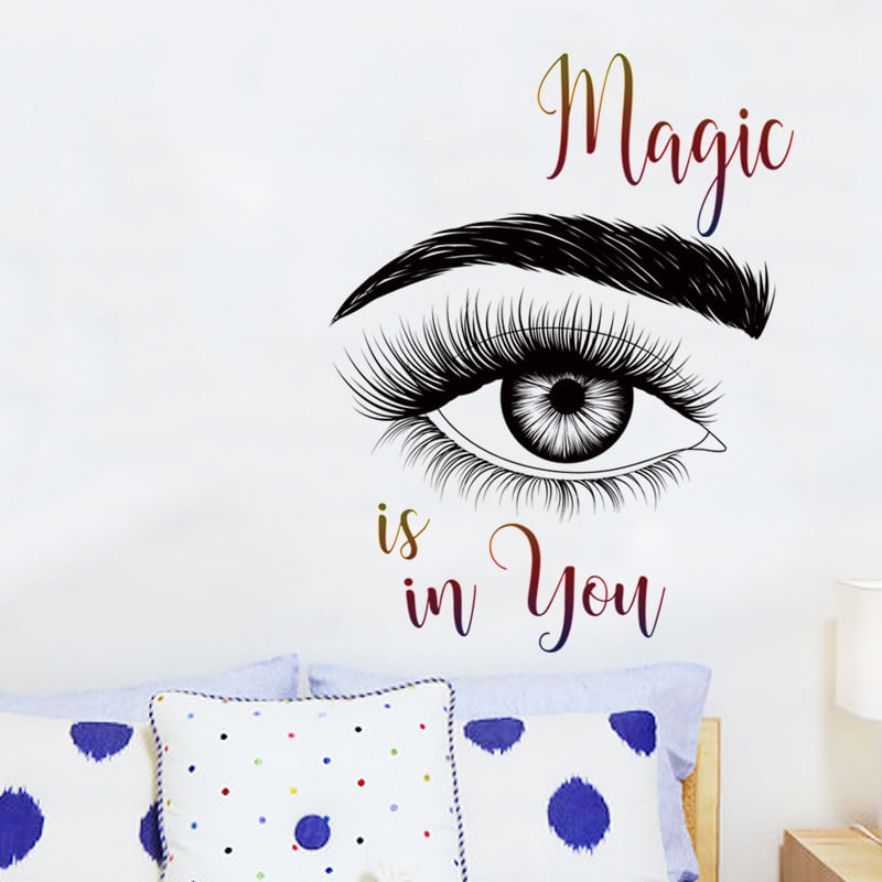 Adesivos De Parede Magic Quote Eye Eyelash Eyebrow Pvc 39x60cm