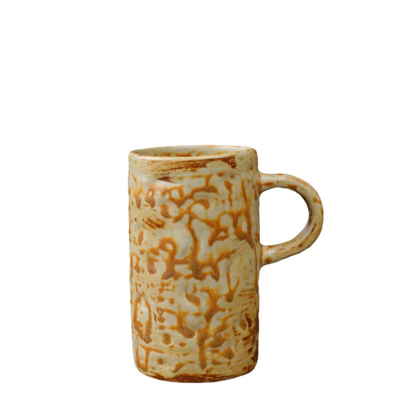 Caneca De Café Artesanal Em Cerâmica Exclusiva Com Esmalte Abstrato 340ml