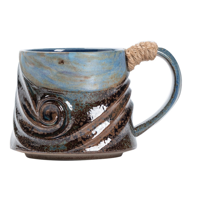 Caneca De Café Artesanal Em Cerâmica Swirl Design 320ml