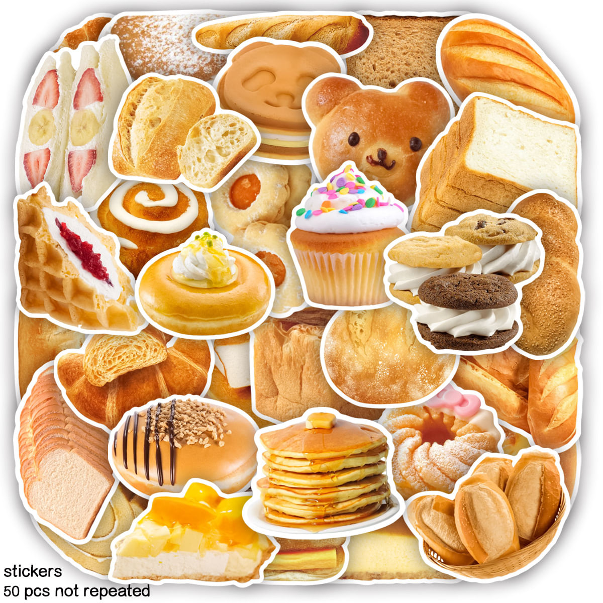 Conjunto De Adesivos Creamy Dessert, 50 Peças De Decalques De Vinil Para Bagagem