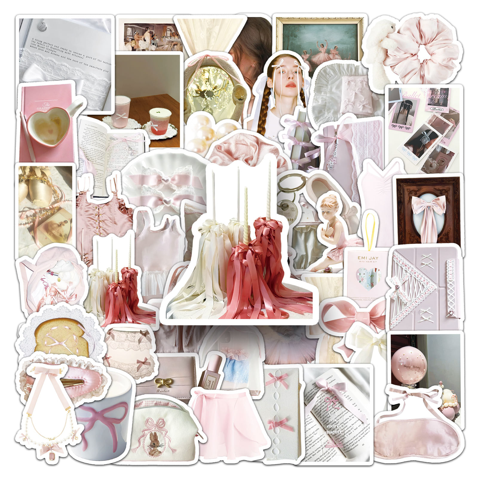 Adesivos Ballet Aesthetic, 50 Peças, Decalques De Vinil Rosa