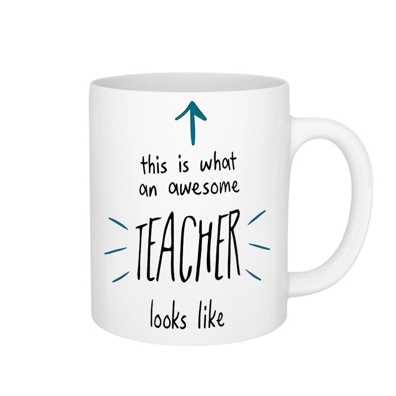 Caneca Ceramic Awesome Teacher Com Capacidade De 350 Ml