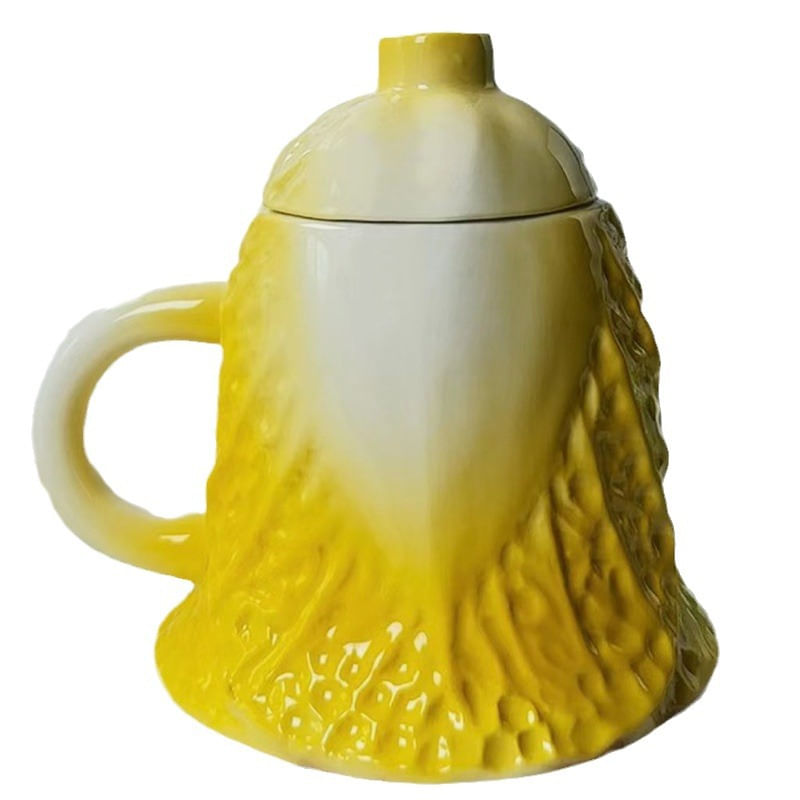 Caneca De Cerâmica Em Forma De Limão Com Tampa De 420 Ml - Design Exclusivo E Divertido