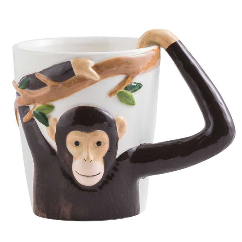 Caneca De Cerâmica Fun Monkey Branch Handle Com Capacidade De 350 Ml
