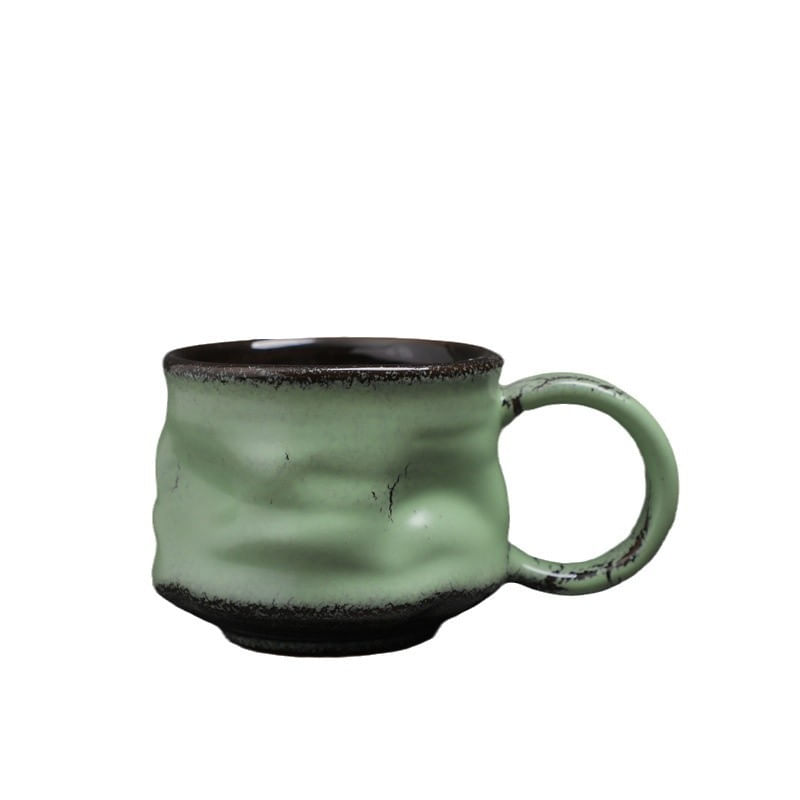 Caneca De Café Artesanal Cerâmica Verde Esmaltada 350ml