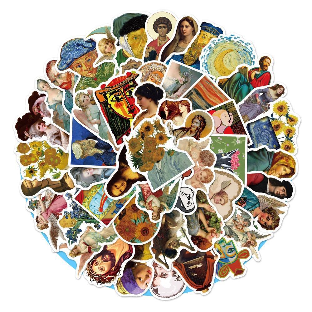 Pacote De Adesivos Aesthetic Artist Oil Painting 50 Unidades Clássicas