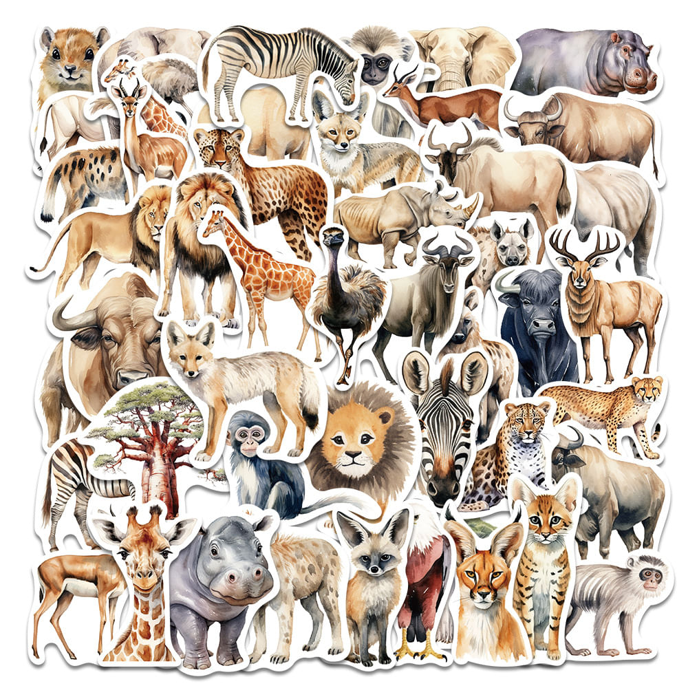 Adesivos African Animal Migration Em Vinil Em Aquarela X50